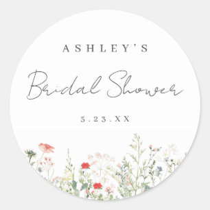 Sticker Rond Jardin de Fleurs Sauvages pour une Fête de Fiançai