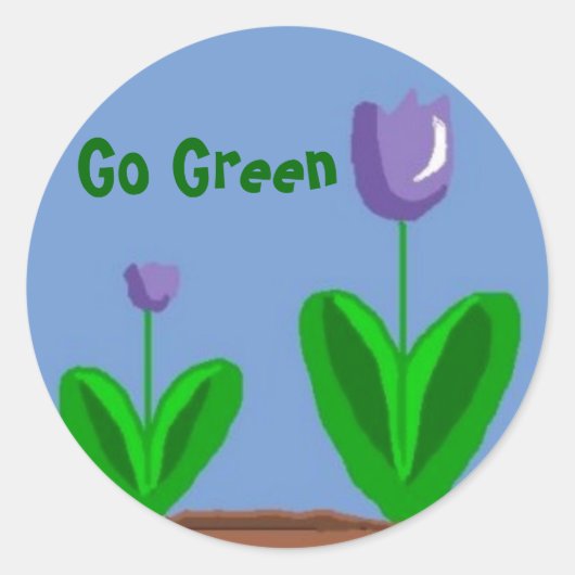 Sticker Rond Jardin de fleurs vertes (Devant)