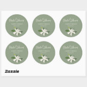 Sticker Rond Jardin de Gardenia Floral Blanc Simple Fête de Mar (Feuille)