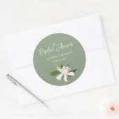 Sticker Rond Jardin de Gardenia Floral Blanc Simple Mariage  (Enveloppe)