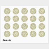 Sticker Rond Jardin de lys doré de William Morris Fleur Classiq (Feuille)