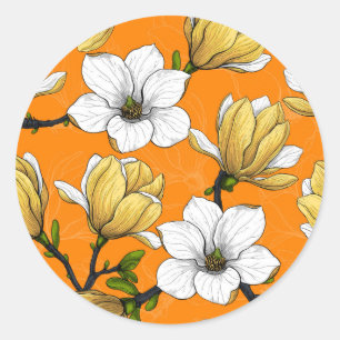 Sticker Rond Jardin de Magnolia en jaune