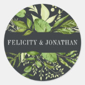Sticker Rond Jardin de minuit | Mariage botanique vert (Devant)