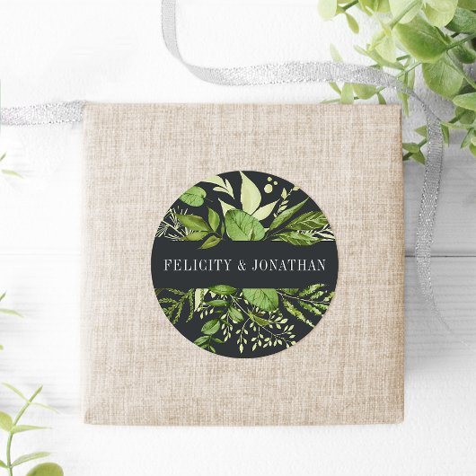 Sticker Rond Jardin de minuit | Mariage botanique vert