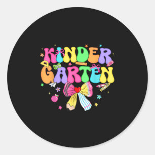 Sticker Rond Jardin d'enfants Coquette Crayon Bow Enseignante F