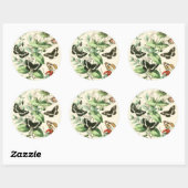 Sticker Rond Jardin des papillons et des fleurs (Feuille)