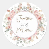 Sticker Rond Jardin d'été Aquarelle Mariage floral (Devant)