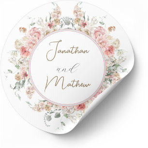 Sticker Rond Jardin d'été Aquarelle Mariage floral