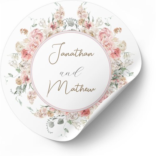 Sticker Rond Jardin d'été Aquarelle Mariage floral