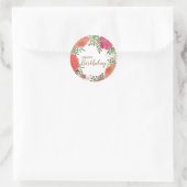 Sticker Rond Jardin d'été Joie Florale Joyeux Anniversaire (Sac)