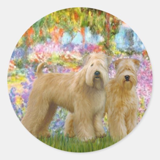 Sticker Rond Jardin - Deux Terriers Wheaten (Devant)