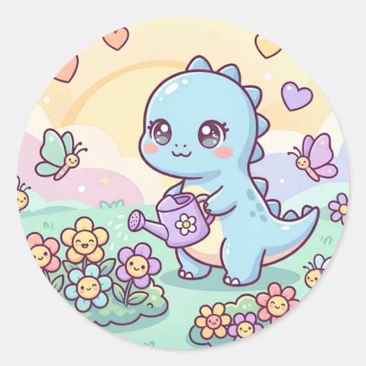 Sticker Rond Jardin Dino Happy (Devant)