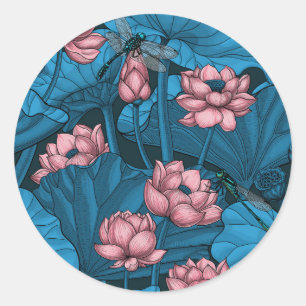 Sticker Rond Jardin du lotus nocturne