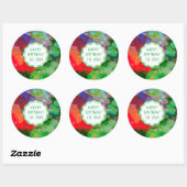 Sticker Rond Jardin du Rose secret impressionniste customisé (Feuille)