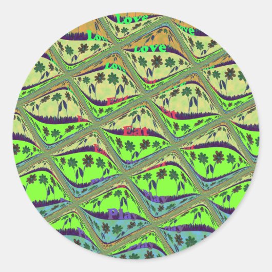 Sticker Rond Jardin Éclectique Enchantant À damiers Beauté Flor (Devant)