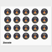 Sticker Rond Jardin Fire Pit Bonfire Cookout, Anniversaire BBQ (Feuille)