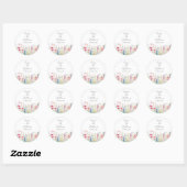 Sticker Rond Jardin Fleur Aquarelle Moderne Boho Mariage (Feuille)