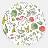 Sticker Rond Jardin Fleur sauvage botanique (Devant)