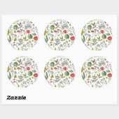 Sticker Rond Jardin Fleur sauvage botanique (Feuille)