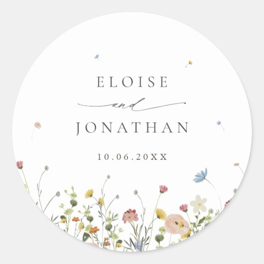 Sticker Rond Jardin Fleur sauvage de printemps Floral minimalis (Devant)