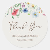 Sticker Rond Jardin fleur sauvage Floraux Mariage Beige (Devant)