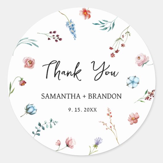 Sticker Rond Jardin Fleur sauvage Mariage (Devant)
