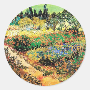 Sticker Rond Jardin fleuri avec chemin, Vincent van Gogh