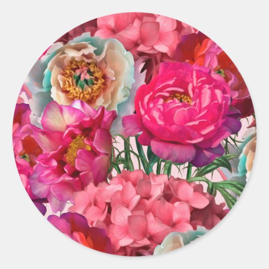Sticker Rond Jardin fleuri romantique (Devant)