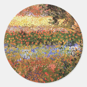 Sticker Rond Jardin fleuri, Vincent van Gogh.