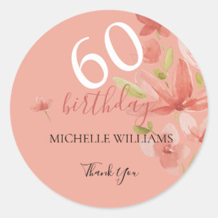 Sticker Rond Jardin floral aquarelle vibrant corail de printemp