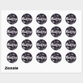 Sticker Rond Jardin foncé Vis mauve Fleurs Mariage (Feuille)