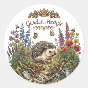 Sticker Rond Jardin Hedgie Mignon Hérisson Cottagecore Jardinag