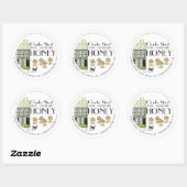 Sticker Rond Jardin Honey ruches avec abeilles et chat (Feuille)