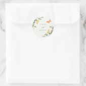 Sticker Rond Jardin Jaune mignon Papillons Mariage (Sac)