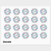 Sticker Rond Jardin magique - rouge et turquoise (Feuille)
