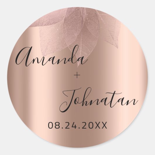 Sticker Rond Jardin Mince Simplement Nom Date Noir Classique Ro (Devant)