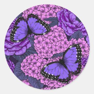 Sticker Rond Jardin morpho bleu 2