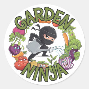 Sticker Rond Jardin Ninja Design - Jardin amusant Graphisme