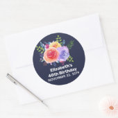 Sticker Rond Jardin Rose Fleurs d'aquarelle Anniversaire (Enveloppe)