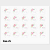 Sticker Rond Jardin rose Floral Tea Party Mariage Merci (Feuille)