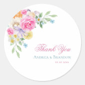 Sticker Rond Jardin rose Floral Tea Party Mariage Merci (Devant)