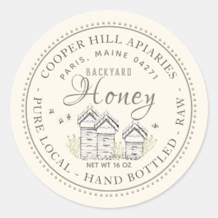 Sticker Rond Jardin ruches Pure Mains Locales Bouteilles De Mie