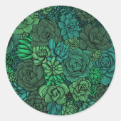 Sticker Rond Jardin succulent en vert (Devant)