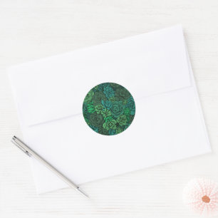 Sticker Rond Jardin succulent en vert