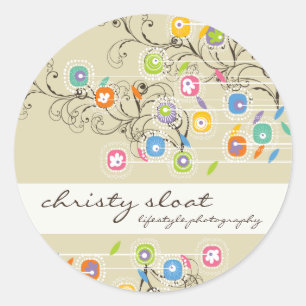 Sticker Rond Jardin super Fleur Whimsical Coloré Floral