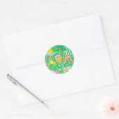 Sticker Rond Jardin Tea Party Filles Aquarelle Fleurs (Enveloppe)