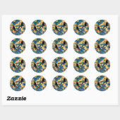 Sticker Rond Jardin toucan en jaune et bleu (Feuille)