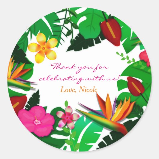 Sticker Rond Jardin tropical Feuilles & Fleurs Favoriser Sticke (Devant)