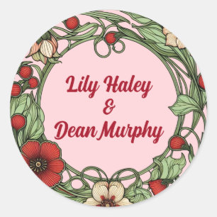 Sticker Rond Jardin vintage Art nouveau Mariage