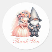 Sticker Rond Jardin Whimsical Gnome Merci Mariage rustique (Devant)